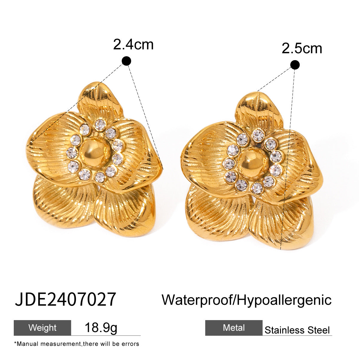 JDBW2305014 Stainless Steel Flower Pendant Necklace Earring Ring for Women