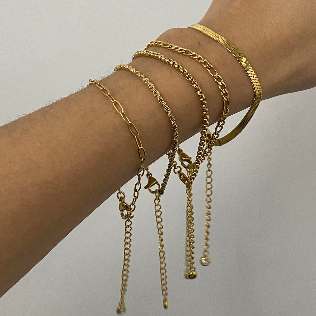 JDB2409031 18K Golden Color Stainless Steel Stackable Bracelets