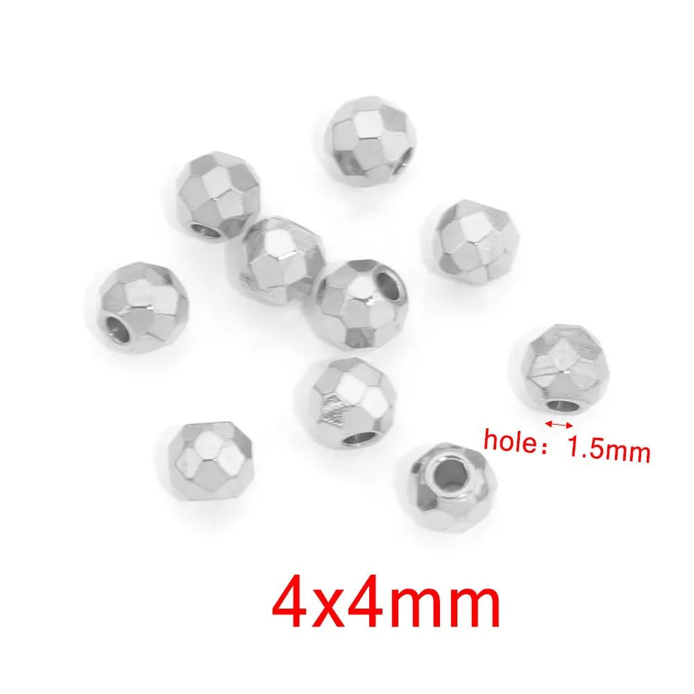 SPC58 Stainless Steel Faceted Spacer Beads for DIY Jewelry Making Bracelet Necklace Accessories