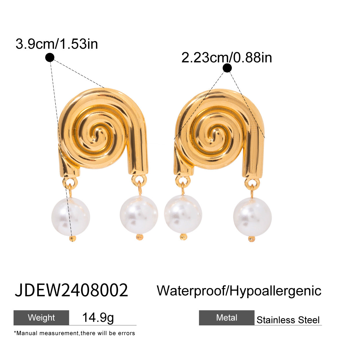 JDEW2311025 Sea snail Design Ring Earrings Necklace Jewelry Set Stainless Steel No Tarnish