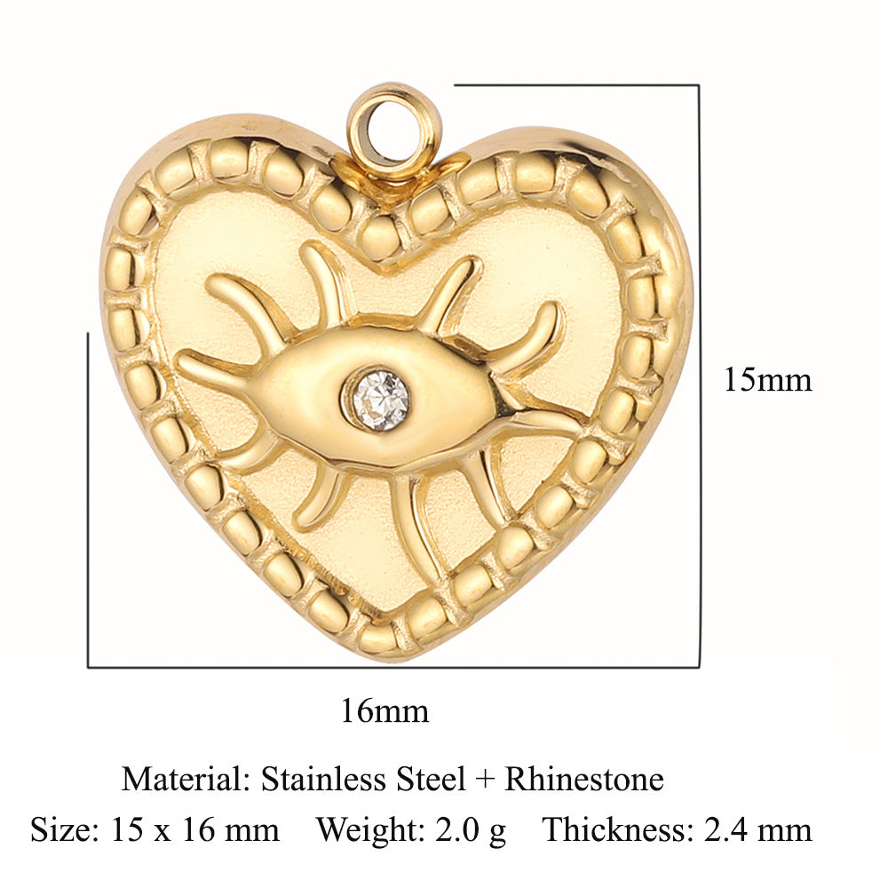 PD05 Heart Shape Pendant with Evil Eyes Design all Shapes Heart DIY Charms Pendant for Bracelet Necklace DIY Accessories