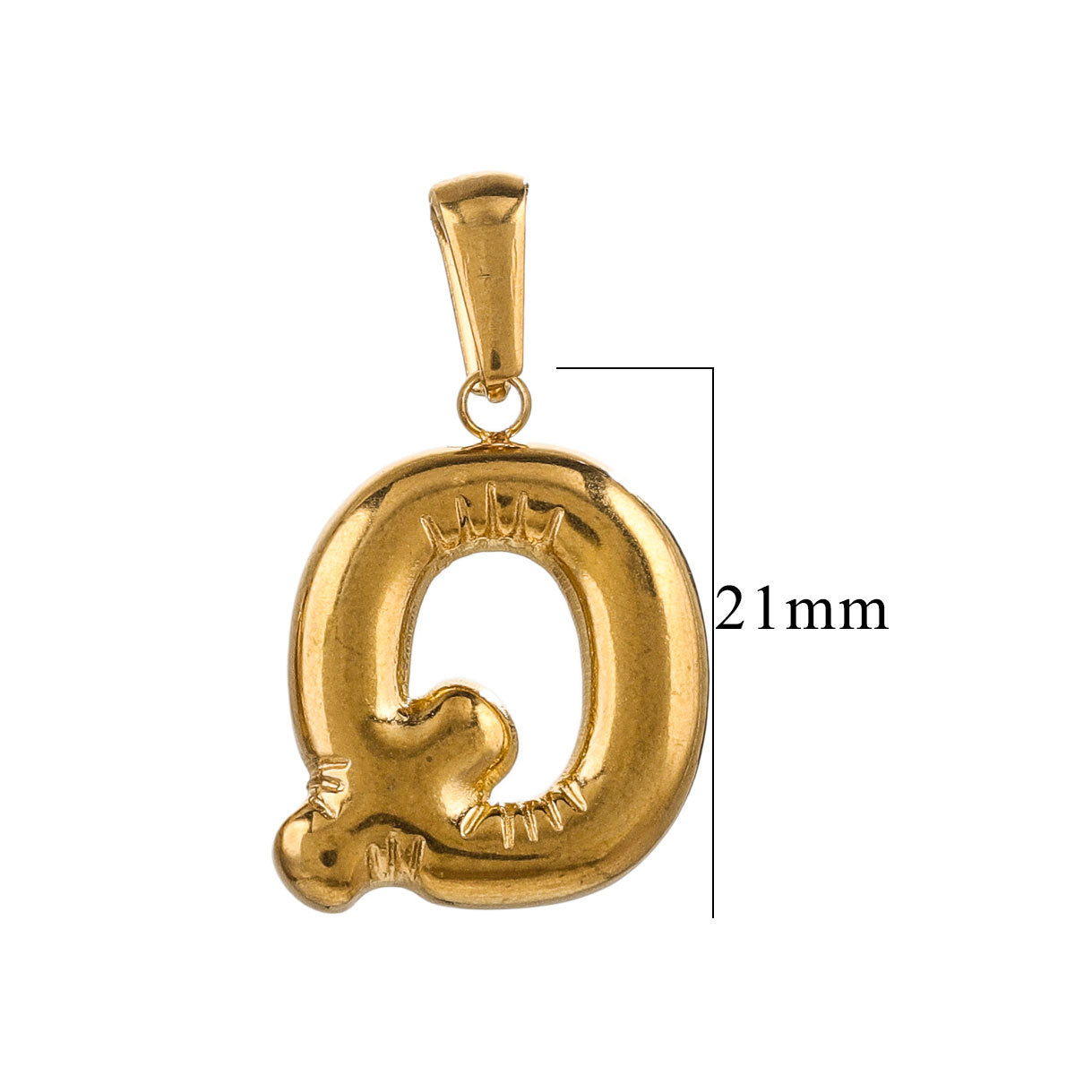 PD12 Puff Letter Pendant with Hook Stainless Steel No Tarnish Waterproof Golden Color Pendant