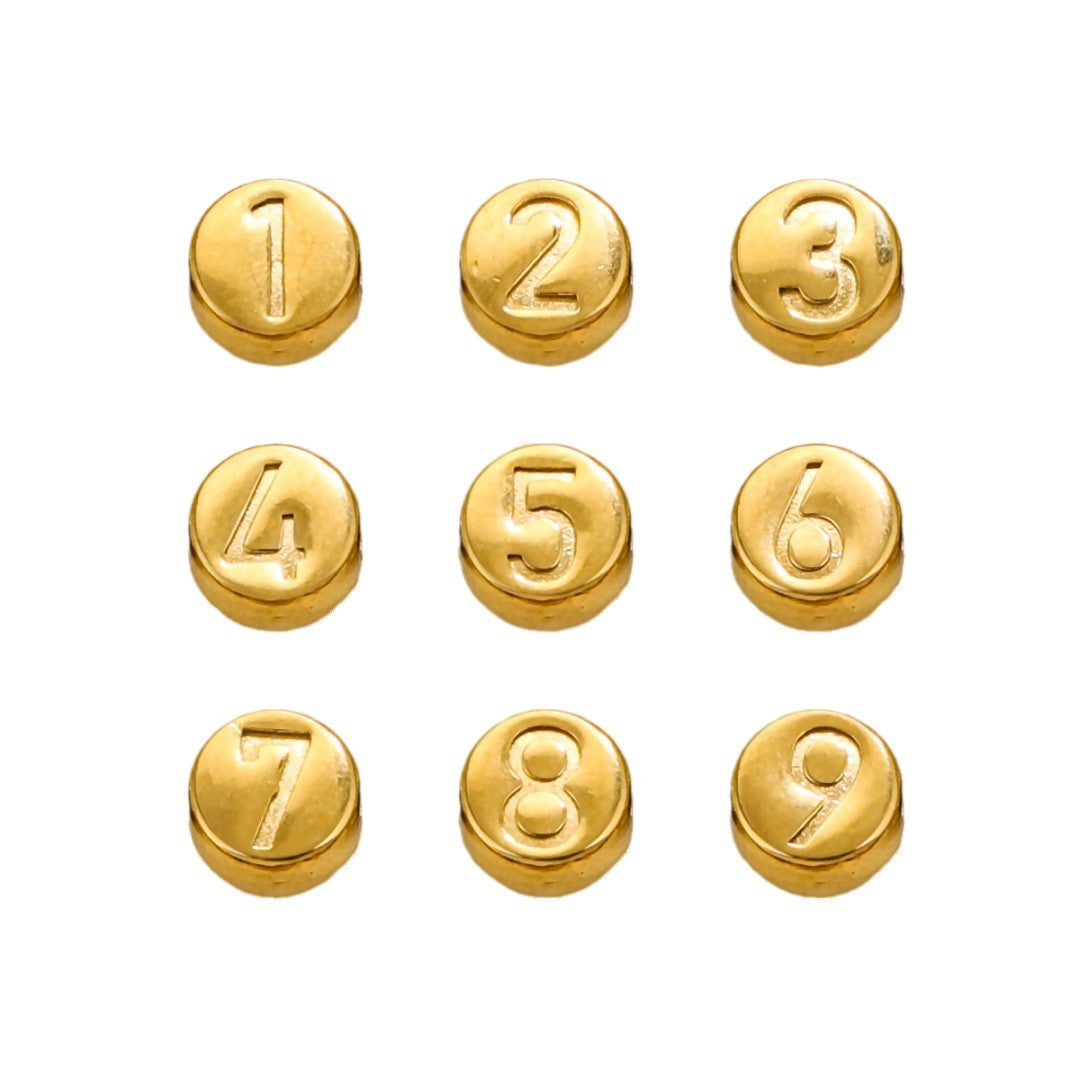 SPC50 0-9 Numbers Carved Spacer Beads Charms Beads for Bracelet DIY Accessories