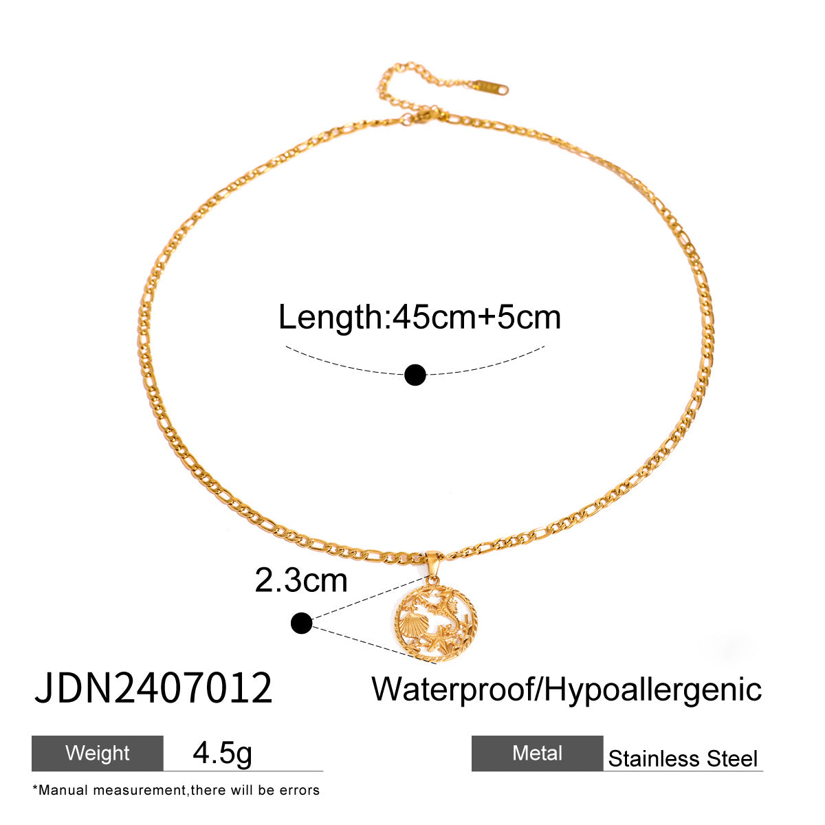 JDN2407012 Stainless Steel Pendant Necklace Ocean Style Necklace for Women