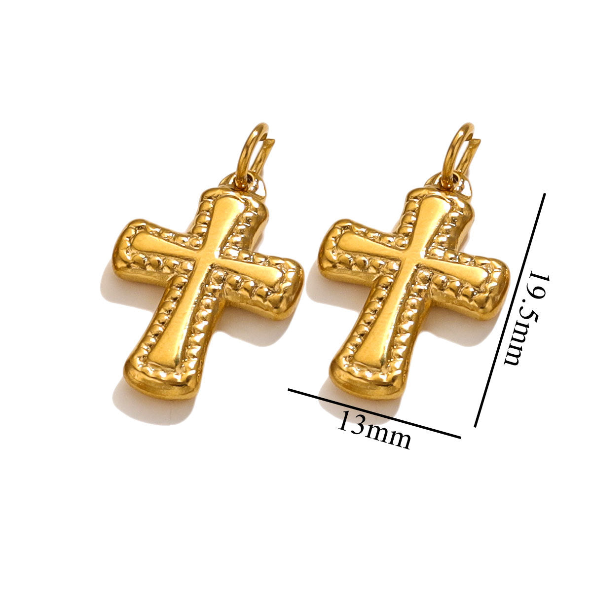 PD13 Stainless Steel Cross Pendant with hook Waterproof 18K Golden Color Pendant