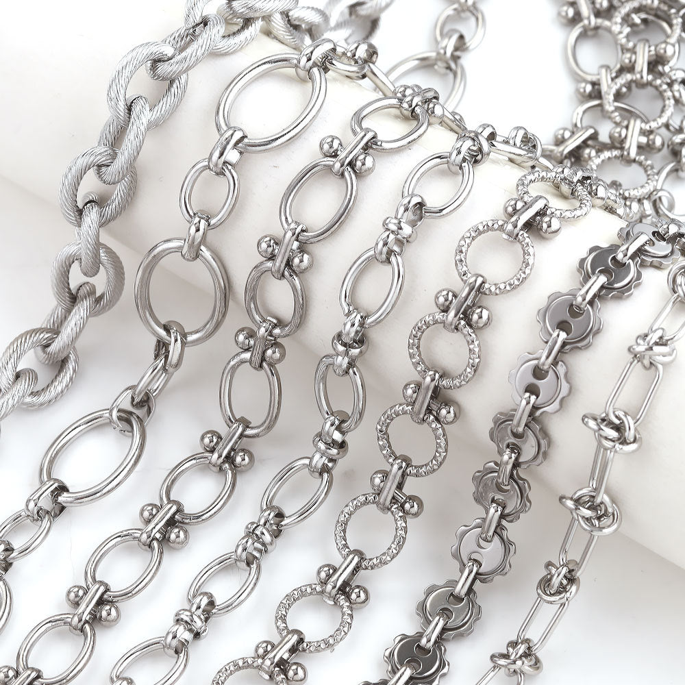 CH09 One Meter White Golden Color Stainless Steel Chain for Necklace DIY 1 meter per bag