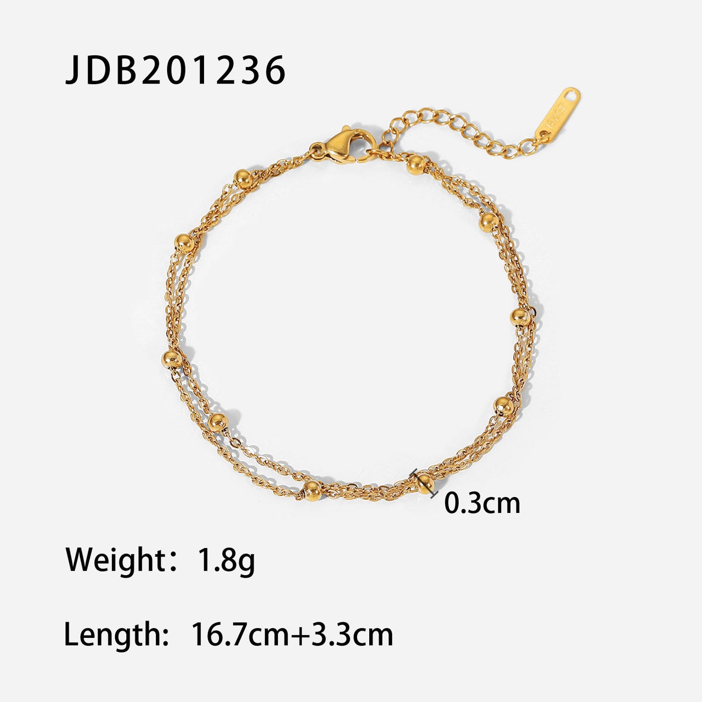 JDB2407018 Stainless Steel Beaded Bracelet Metal Chain With Letters